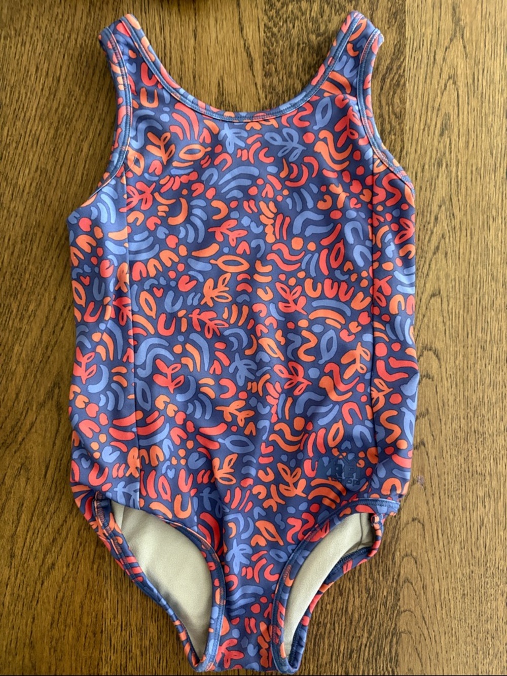 REI Girls' 6-7Y Purple & Coral Patterned One-Piece Swimsuit